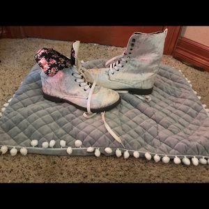 White lace combat boots